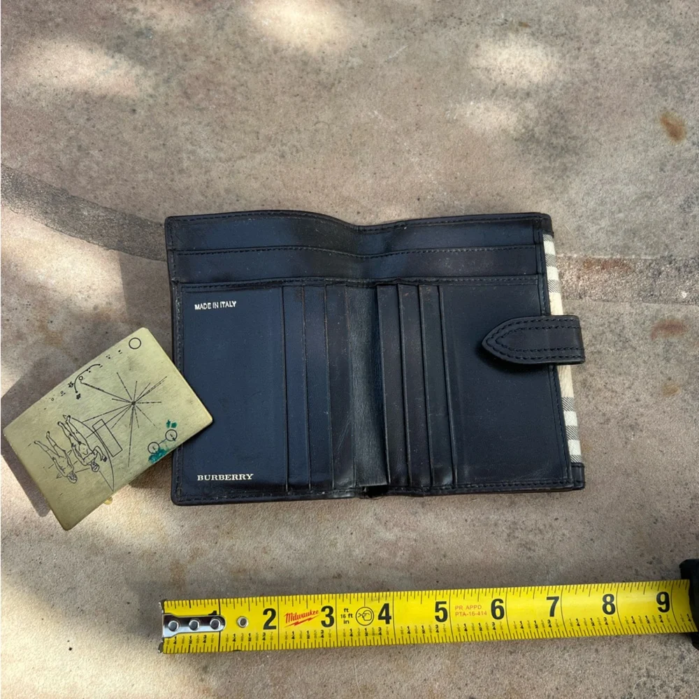 Burberry Beige/Brown Haymarket Check Coated Canvas And Leather Trifold Wallet